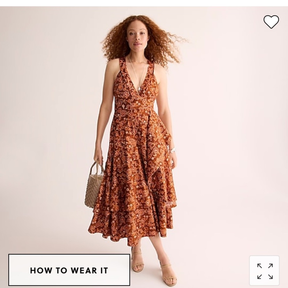 NWT cross back ruffle hem dress in vintage wine burnished pecan color